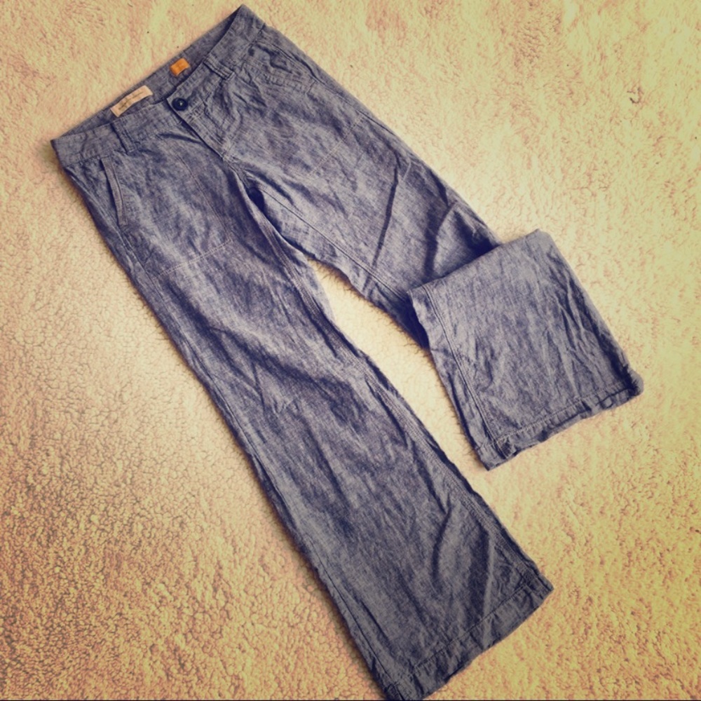 Anthropologie Pilcro | Gray Linen Wide Leg Pants